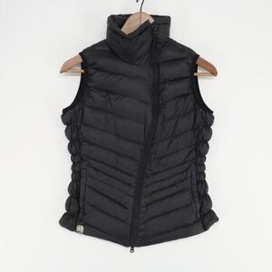 Heim Made Womens Puffer Vest S Black Down Asymmetrical Full Zip Stand Collar